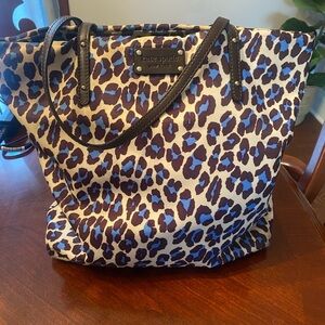 Kate Spade Leopard Print Bag with Blue satin Interior. Excellent condition.
